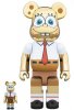 Spongebob Squarepants Gold Chrome Bearbrick 400% & 100% 2 Pack Medicom