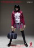 1/6 Figures Accessories Girl’s High School Uniform Set Burgundy