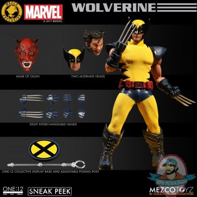 The One:12 Collective Marvel Yellow Blue Wolverine Figure by Mezco