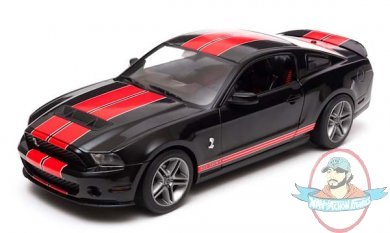 1:18 2011 Ford Shelby Mustang GT500 Black with Red Stripes Greenlight