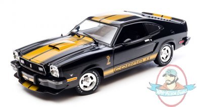 1:18 1977 Ford Mustang Cobra II Black with Gold Stripes by Greenlight