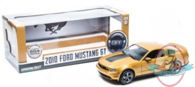 1:18 2010 Ford Mustang GT Sunset Gold Metallic with Hood Stripe Lt 504