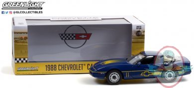 1:18 1988 Chevrolet Corvette C4 Dark Blue w Yellow Stripes Greenlight