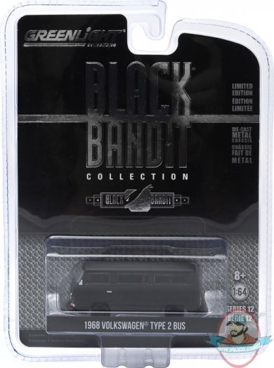 1:64 Black Bandit Series 12 1968 Volkswagen Type 2 Bus Greenlight