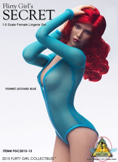 1/6 Female Fishnet Leotard Set Blue for 12" Figures Flirty Girl 