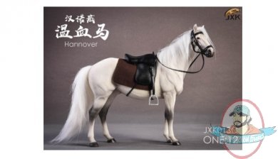 JXK 1/12 Hannover Horse White/Grey and Saddle Set JXK-013C