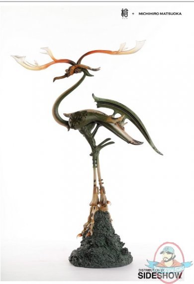 Bronze Crane with Antlers Statue Manas SUM 905593