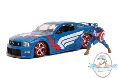 Marvel 2006 Ford Mustang Gt with Captain America 1/24 Jada Toys