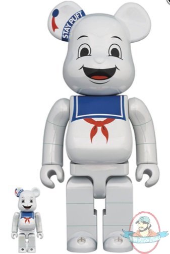 Stay Puft Marshmallow Man White Chrome Bearbrick 400% & 100% Set