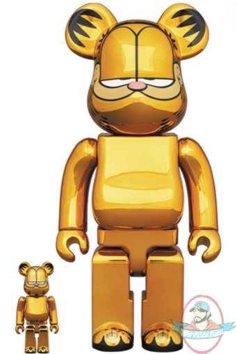 Garfield Gold Chrome Bearbrick 400% & 100% 2 Pack Medicom