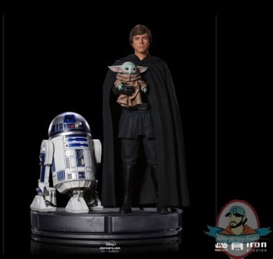 1/4 Star Wars Luke Skywalker, R2-D2 & Grogu Statue Iron Studios 909200