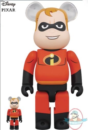 Disney Incredibles Mr Incredible Bearbrick Set 400% & 100% by Medicom