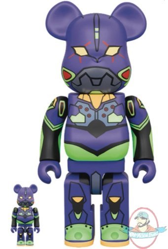 Evangelion Eva 01 New Paint Bearbrick 400% & 100% 2 Pack Medicom