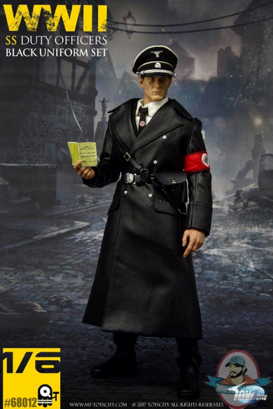 ToysCity 1/6 Scale SS Duty Officers Black Uniform Pistol with Holster 