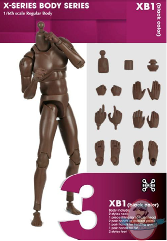 ZC World 1:6 Action Figure Accessories X-Series Body Series Black