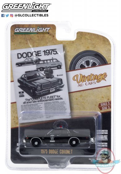 1:64 Vintage Ad Cars Series 3 1975 Dodge Coronet State Greenlight