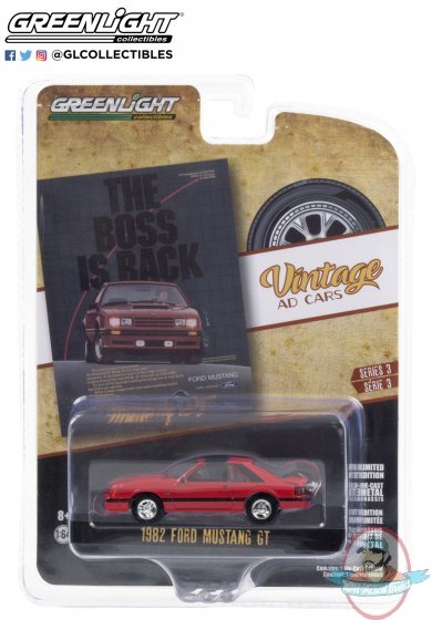 1:64 Vintage Ad Cars Series 3 1982 Ford Mustang GT Greenlight