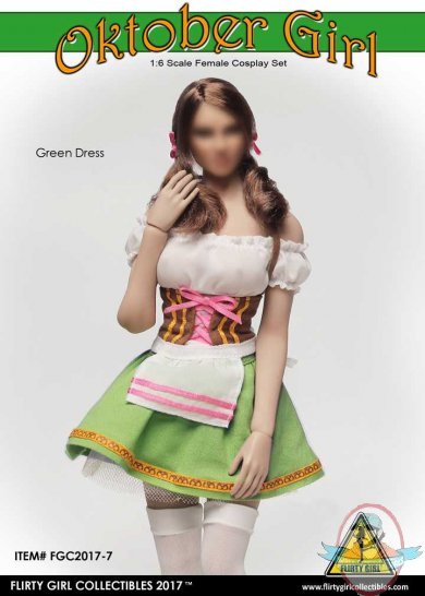 Flirty Girl’s 1:6 Scale Female Clothing Set Green Dress FGC-2017-7 Flirty Girl’s 1:6 Scale Female Clothing Set Green Dress FGC-2017-7