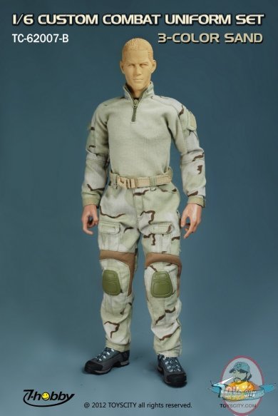 1:6 Scale Custom Combat Uniform Set in 3-Color Sand by Toys City