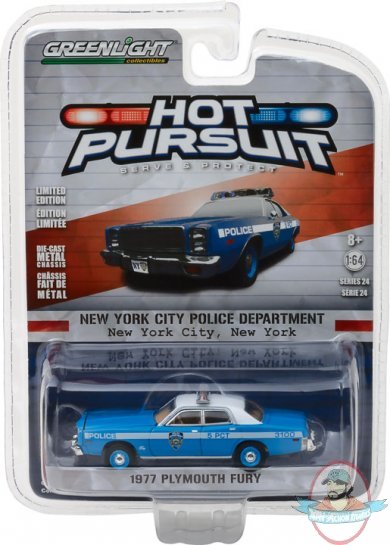1:64 Hot Pursuit Series 24 1977 Plymouth Fury New York City Greenlight