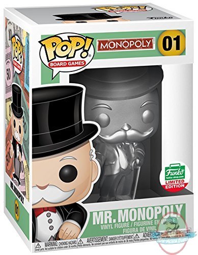 Pop! Board Games Silver Mr. Monopoly #01 Exclusive Vinyl Figure Funko