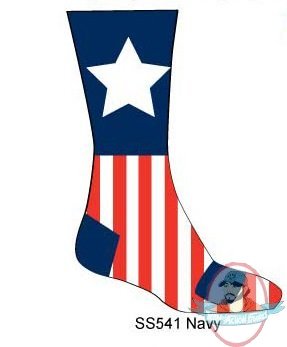 Marvel Mens Crew Pair of Athletic Socks Captain America Navy SS541-410