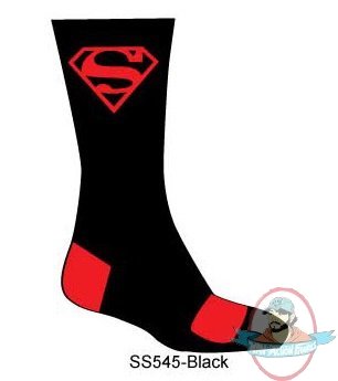 DC Mens Pair of Athletic Crew Socks Superman Black/Red SS545