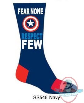 Marvel Mens Crew Socks Captain America Fear None Respect Few SS546