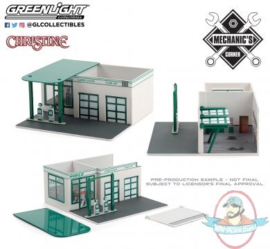 1:64 Mechanics Corner Series 7 Gas Station Mobico Christine Greenlight