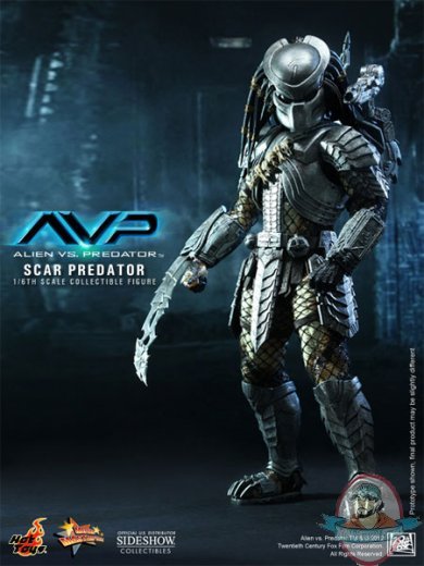 Alien vs Predator 1/6 Scale Figure Scar Predator Hot Toys Used