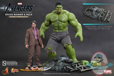 1/6 Scale Movie Masterpiece Set Bruce Banner and Hulk by Hot Toys