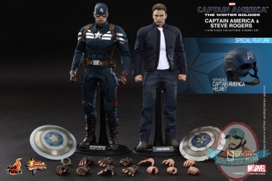 1/6 MMS Set Captain America & Steve Rogers by Hot Toys Used JC