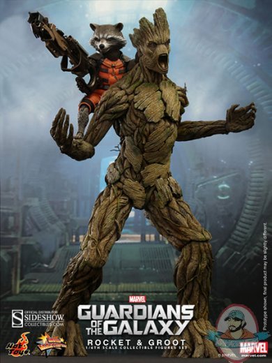 Guardians of the Galaxy 1/6 Rocket & Groot Hot Toys Exclusive Used JC