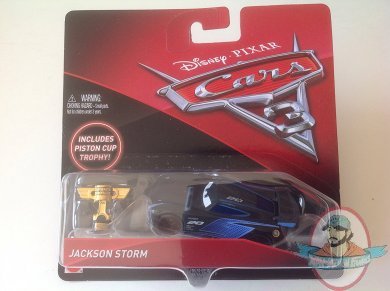 1:55 Disney Pixar Cars 3 Jackson Storm with Piston Cup Trophy Mattel