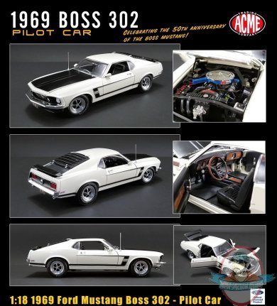 1:18 Scale 1969 Ford Mustang Boss 302 Pilot Car by Acme