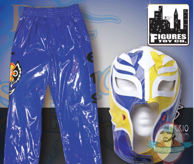 WWE Rey Mysterio 1/2 Blue & 1/2 Yellow Replica Kid Size Mask & Pants 