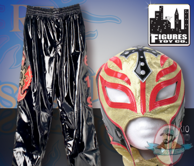 WWE Rey Mysterio Black, Red & Gold Replica Kid Size Mask & Pants Combo