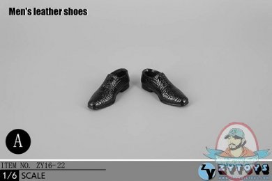 ZY Toys 1:6 Figure Accessories Men's Leather Shoes Black ZY-16-22A