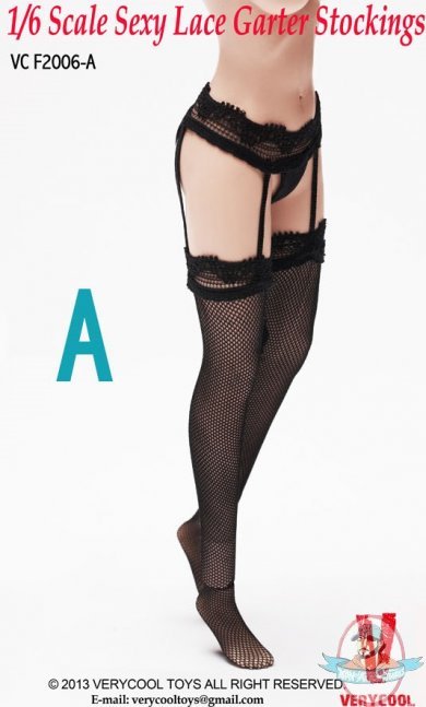 1/6 scale Sexy Lace Garter Stockings A Black for 12 inch Figures