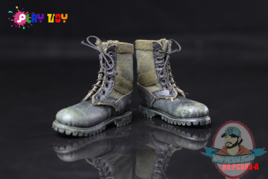 Play Toy 1:6 Accessories Male Combat Boots in Green + Black PT-PC005A