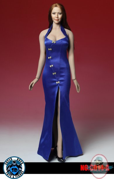 Super Duck 1/6 Figure Accessories Cheongsam V2 in Blue SUD-C014A