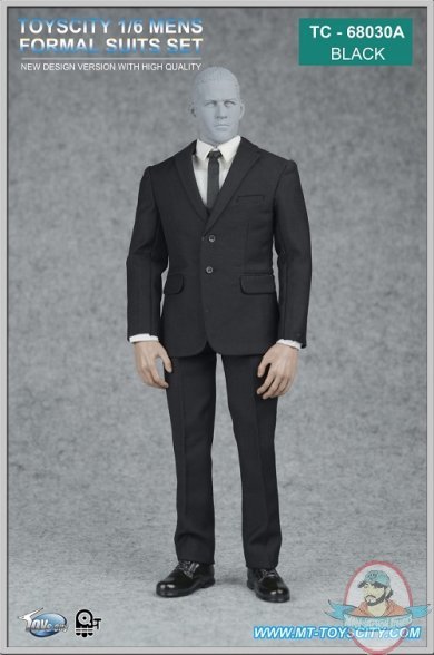 Toys City 1:6 Accessories Mens Formal Suits Set Black TC-68030A