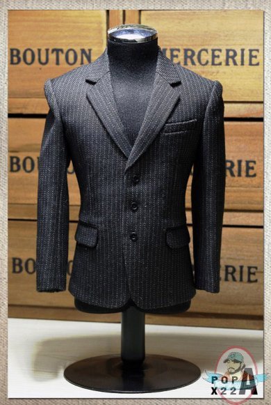 Pop Toys 1/6 Style Series Men's striped Suit in Grey POP-X22A