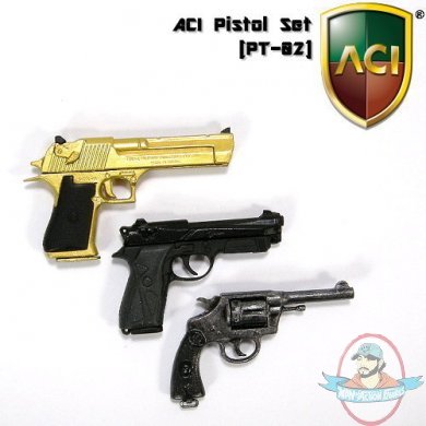 1/6 Scale Pistol Set of 3 PT02 for 12 inch Figures by ACI
