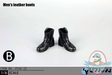 ZY Toys 1:6 Figure Accessories Men's Leather Boots Black ZY-16-23A