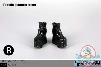ZY Toys 1:6 Figure Accessories Female Platform Boots Black ZY-16-25A
