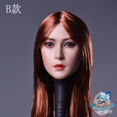 DSTOYS 1/6 Asian Female Head Sculpt with Red Hair DS-D008B