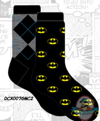 DC Mens Crew 2 Pack Batman Socks DCX0076MC2