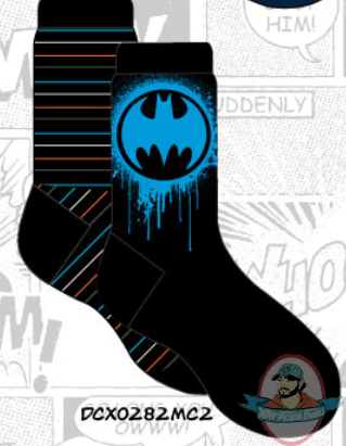 DC Mens Crew 2 Pack Batman Logo Socks 