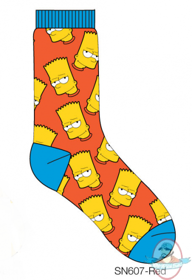 The Simpsons Mens Character Crews Bart Socks SN607-Red